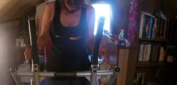  Horny South Indian girl shows off her big ass while working out